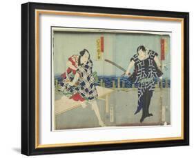 Ichimura Kakitsu I as Chokichi, Kawarasaki Gonjuro I as a Gallant, January 1866-Toyohara Kunichika-Framed Giclee Print