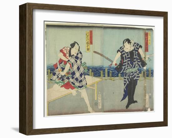 Ichimura Kakitsu I as Chokichi, Kawarasaki Gonjuro I as a Gallant, January 1866-Toyohara Kunichika-Framed Premium Giclee Print