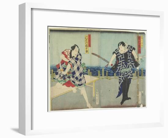 Ichimura Kakitsu I as Chokichi, Kawarasaki Gonjuro I as a Gallant, January 1866-Toyohara Kunichika-Framed Premium Giclee Print