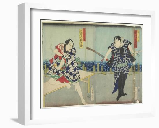 Ichimura Kakitsu I as Chokichi, Kawarasaki Gonjuro I as a Gallant, January 1866-Toyohara Kunichika-Framed Premium Giclee Print