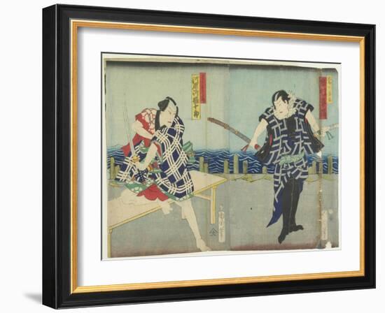 Ichimura Kakitsu I as Chokichi, Kawarasaki Gonjuro I as a Gallant, January 1866-Toyohara Kunichika-Framed Premium Giclee Print