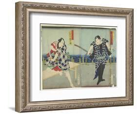 Ichimura Kakitsu I as Chokichi, Kawarasaki Gonjuro I as a Gallant, January 1866-Toyohara Kunichika-Framed Giclee Print