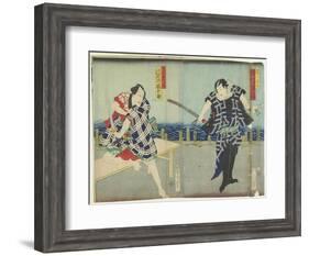 Ichimura Kakitsu I as Chokichi, Kawarasaki Gonjuro I as a Gallant, January 1866-Toyohara Kunichika-Framed Giclee Print