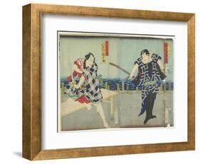 Ichimura Kakitsu I as Chokichi, Kawarasaki Gonjuro I as a Gallant, January 1866-Toyohara Kunichika-Framed Giclee Print