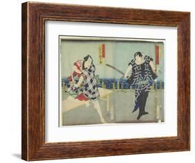 Ichimura Kakitsu I as Chokichi, Kawarasaki Gonjuro I as a Gallant, January 1866-Toyohara Kunichika-Framed Giclee Print