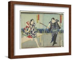 Ichimura Kakitsu I as Chokichi, Kawarasaki Gonjuro I as a Gallant, January 1866-Toyohara Kunichika-Framed Giclee Print