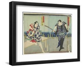 Ichimura Kakitsu I as Chokichi, Kawarasaki Gonjuro I as a Gallant, January 1866-Toyohara Kunichika-Framed Giclee Print