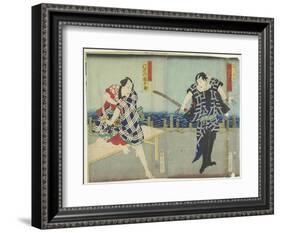 Ichimura Kakitsu I as Chokichi, Kawarasaki Gonjuro I as a Gallant, January 1866-Toyohara Kunichika-Framed Giclee Print