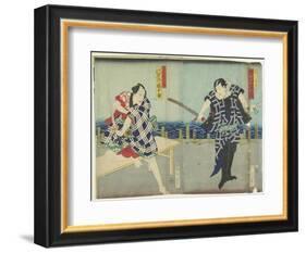 Ichimura Kakitsu I as Chokichi, Kawarasaki Gonjuro I as a Gallant, January 1866-Toyohara Kunichika-Framed Giclee Print