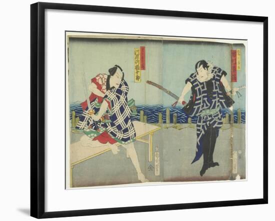 Ichimura Kakitsu I as Chokichi, Kawarasaki Gonjuro I as a Gallant, January 1866-Toyohara Kunichika-Framed Giclee Print