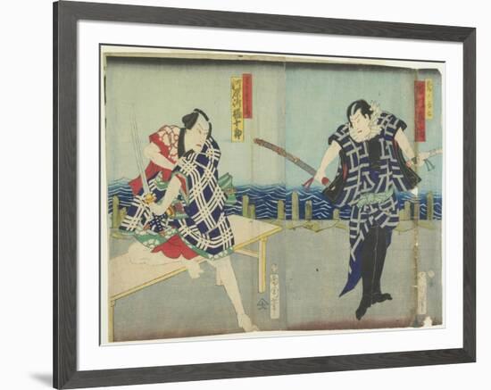 Ichimura Kakitsu I as Chokichi, Kawarasaki Gonjuro I as a Gallant, January 1866-Toyohara Kunichika-Framed Giclee Print