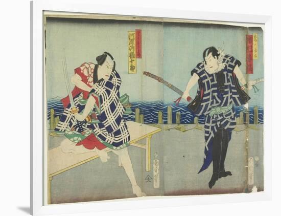 Ichimura Kakitsu I as Chokichi, Kawarasaki Gonjuro I as a Gallant, January 1866-Toyohara Kunichika-Framed Giclee Print