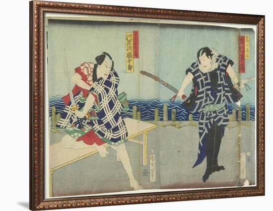 Ichimura Kakitsu I as Chokichi, Kawarasaki Gonjuro I as a Gallant, January 1866-Toyohara Kunichika-Framed Giclee Print