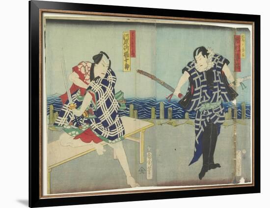 Ichimura Kakitsu I as Chokichi, Kawarasaki Gonjuro I as a Gallant, January 1866-Toyohara Kunichika-Framed Giclee Print