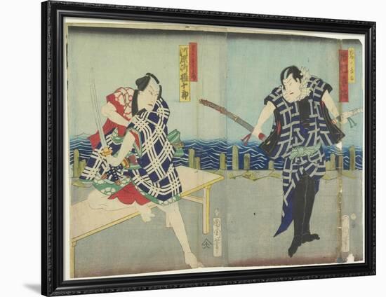 Ichimura Kakitsu I as Chokichi, Kawarasaki Gonjuro I as a Gallant, January 1866-Toyohara Kunichika-Framed Giclee Print