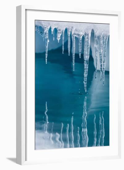 Icicles Mirrored in Calm Water from Ice Floating in the Neumayer Channel Near Wiencke Island-Michael Nolan-Framed Photographic Print