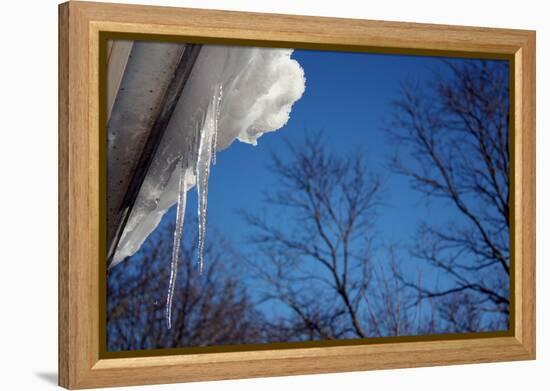 Icicles on Gutter-null-Framed Stretched Canvas