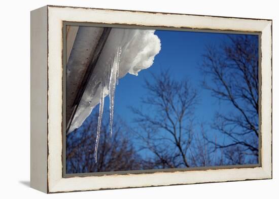 Icicles on Gutter-null-Framed Stretched Canvas