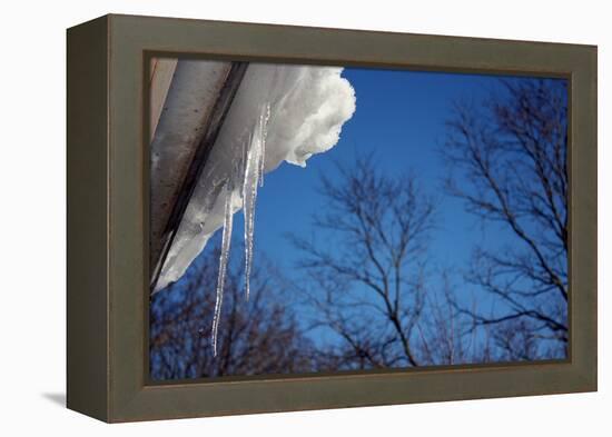 Icicles on Gutter-null-Framed Stretched Canvas