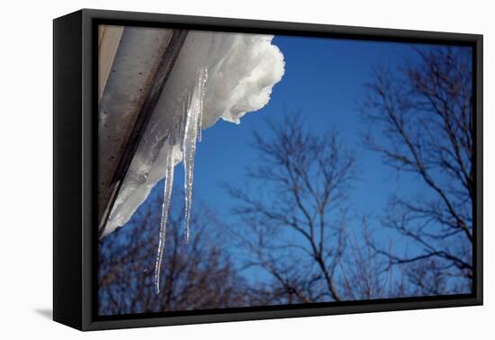 Icicles on Gutter-null-Framed Stretched Canvas