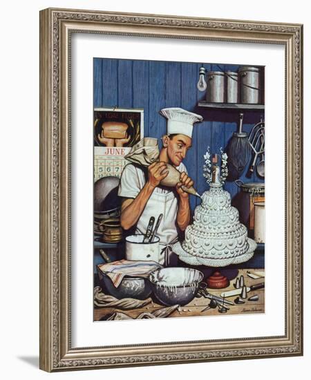 "Icing the Wedding Cake," June 16, 1945-Stevan Dohanos-Framed Giclee Print