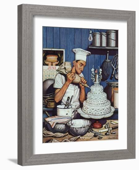 "Icing the Wedding Cake," June 16, 1945-Stevan Dohanos-Framed Giclee Print