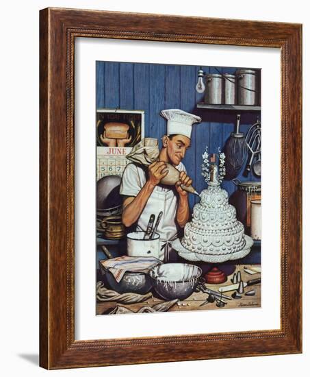 "Icing the Wedding Cake," June 16, 1945-Stevan Dohanos-Framed Giclee Print