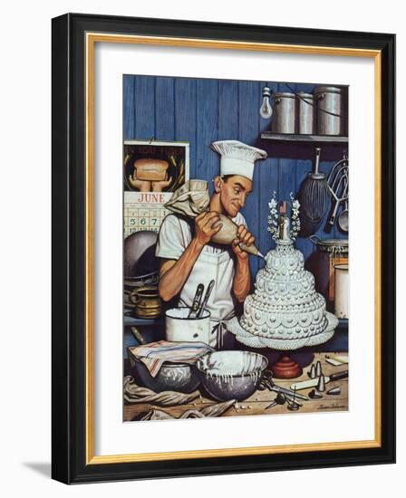 "Icing the Wedding Cake," June 16, 1945-Stevan Dohanos-Framed Giclee Print