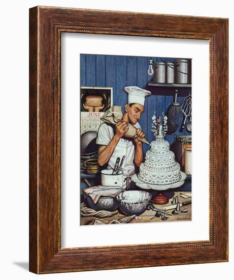 "Icing the Wedding Cake," June 16, 1945-Stevan Dohanos-Framed Giclee Print