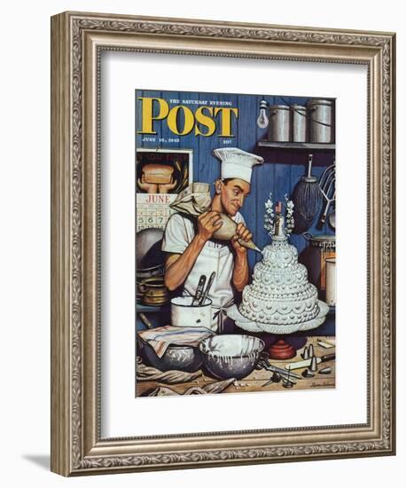 "Icing the Wedding Cake," Saturday Evening Post Cover, June 16, 1945-Stevan Dohanos-Framed Giclee Print