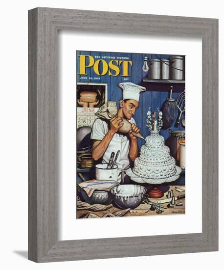 "Icing the Wedding Cake," Saturday Evening Post Cover, June 16, 1945-Stevan Dohanos-Framed Giclee Print