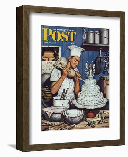 "Icing the Wedding Cake," Saturday Evening Post Cover, June 16, 1945-Stevan Dohanos-Framed Giclee Print