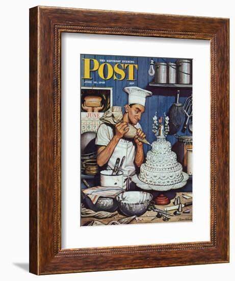 "Icing the Wedding Cake," Saturday Evening Post Cover, June 16, 1945-Stevan Dohanos-Framed Giclee Print