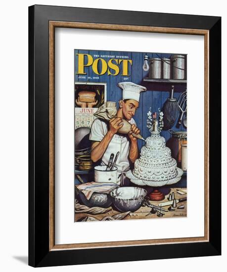 "Icing the Wedding Cake," Saturday Evening Post Cover, June 16, 1945-Stevan Dohanos-Framed Giclee Print