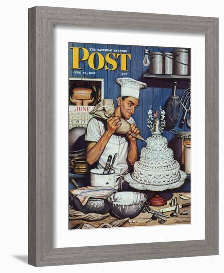 "Icing the Wedding Cake," Saturday Evening Post Cover, June 16, 1945-Stevan Dohanos-Framed Giclee Print