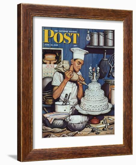 "Icing the Wedding Cake," Saturday Evening Post Cover, June 16, 1945-Stevan Dohanos-Framed Giclee Print