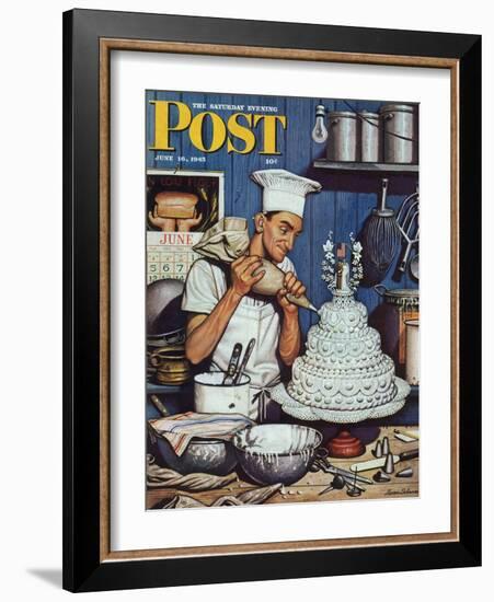 "Icing the Wedding Cake," Saturday Evening Post Cover, June 16, 1945-Stevan Dohanos-Framed Giclee Print