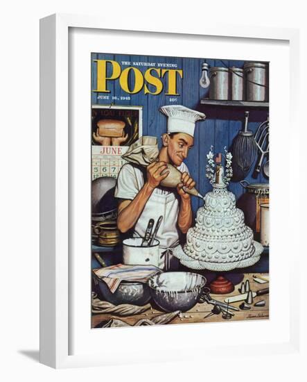 "Icing the Wedding Cake," Saturday Evening Post Cover, June 16, 1945-Stevan Dohanos-Framed Giclee Print