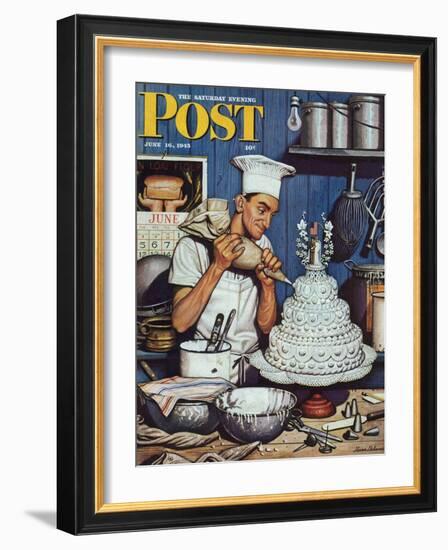 "Icing the Wedding Cake," Saturday Evening Post Cover, June 16, 1945-Stevan Dohanos-Framed Giclee Print