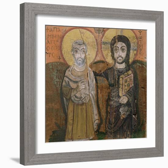 Icon Depicting Abbott Mena with Christ, from Baouit, 6th-7th Century-null-Framed Giclee Print