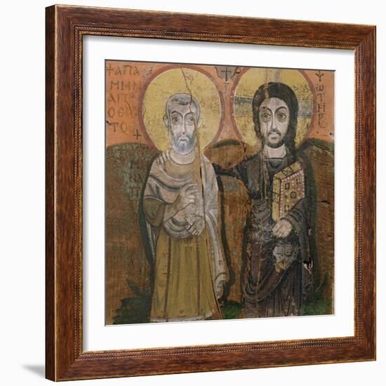 Icon Depicting Abbott Mena with Christ, from Baouit, 6th-7th Century-null-Framed Giclee Print