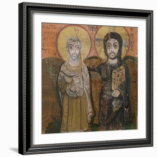 Icon Depicting Abbott Mena with Christ, from Baouit, 6th-7th Century-null-Framed Giclee Print