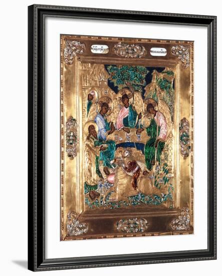 Icon Depicting Abraham and the Three Angels, Moscow School-null-Framed Giclee Print