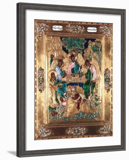 Icon Depicting Abraham and the Three Angels, Moscow School-null-Framed Giclee Print