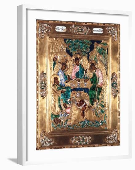 Icon Depicting Abraham and the Three Angels, Moscow School-null-Framed Giclee Print