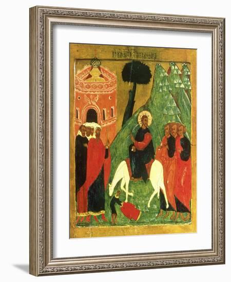 Icon Depicting Christ's Entry into Jerusalem-null-Framed Giclee Print