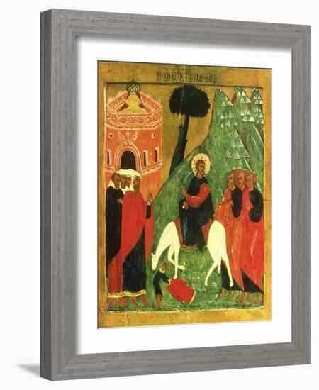 Icon Depicting Christ's Entry into Jerusalem-null-Framed Giclee Print