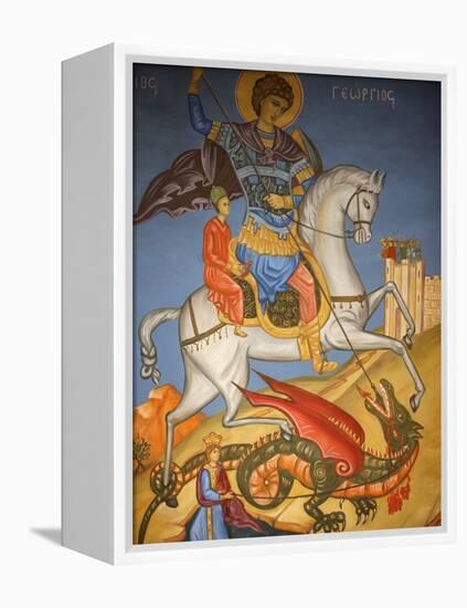 Icon Depicting St. George Slaying a Dragon in St. George's Orthodox Church, Madaba, Jordan-null-Framed Premier Image Canvas