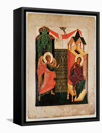Icon Depicting the Annunciation, Novgorod School (Oil on Panel)-Russian-Framed Premier Image Canvas