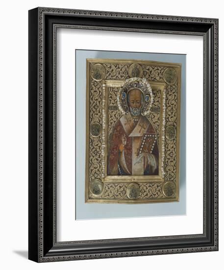 Icon of St. Nicolas the Miracle Worker, Kremlin Workshops, Moscow, Second Half of the 16th Century-null-Framed Giclee Print